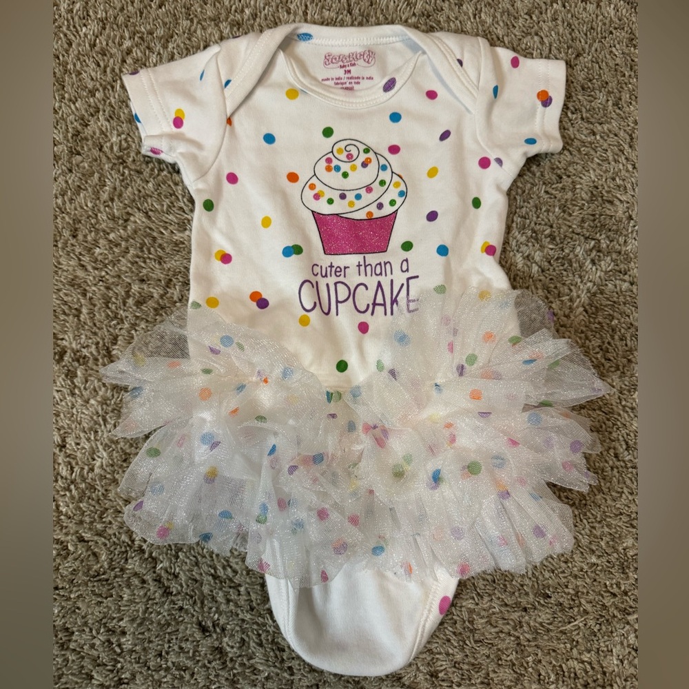Sara Kety Cuter Than a Cupcake Confetti Onesie with Tutu